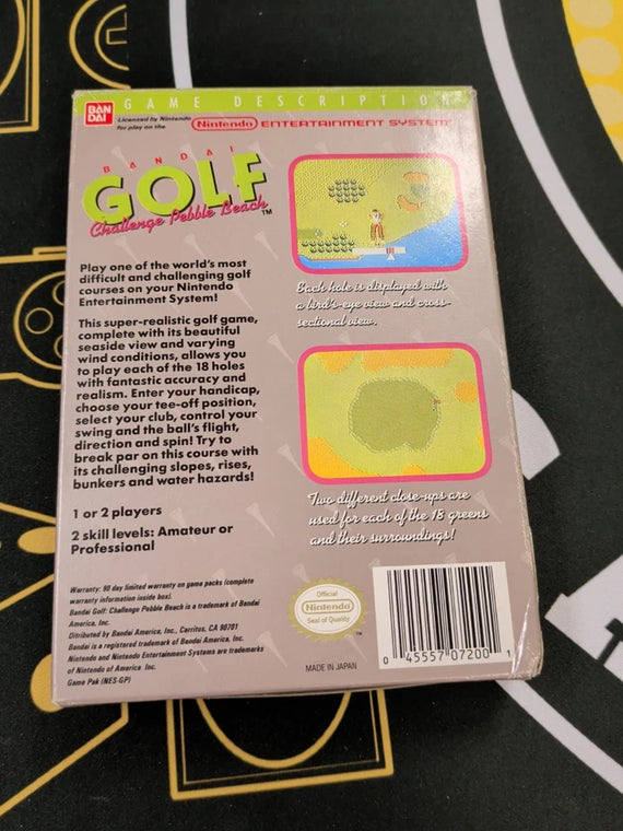 Additional view of Bandai Golf: Challenge Pebble Beach (Nintendo Entertainment System, 1989) CIB at Black Sheep Game Lounge