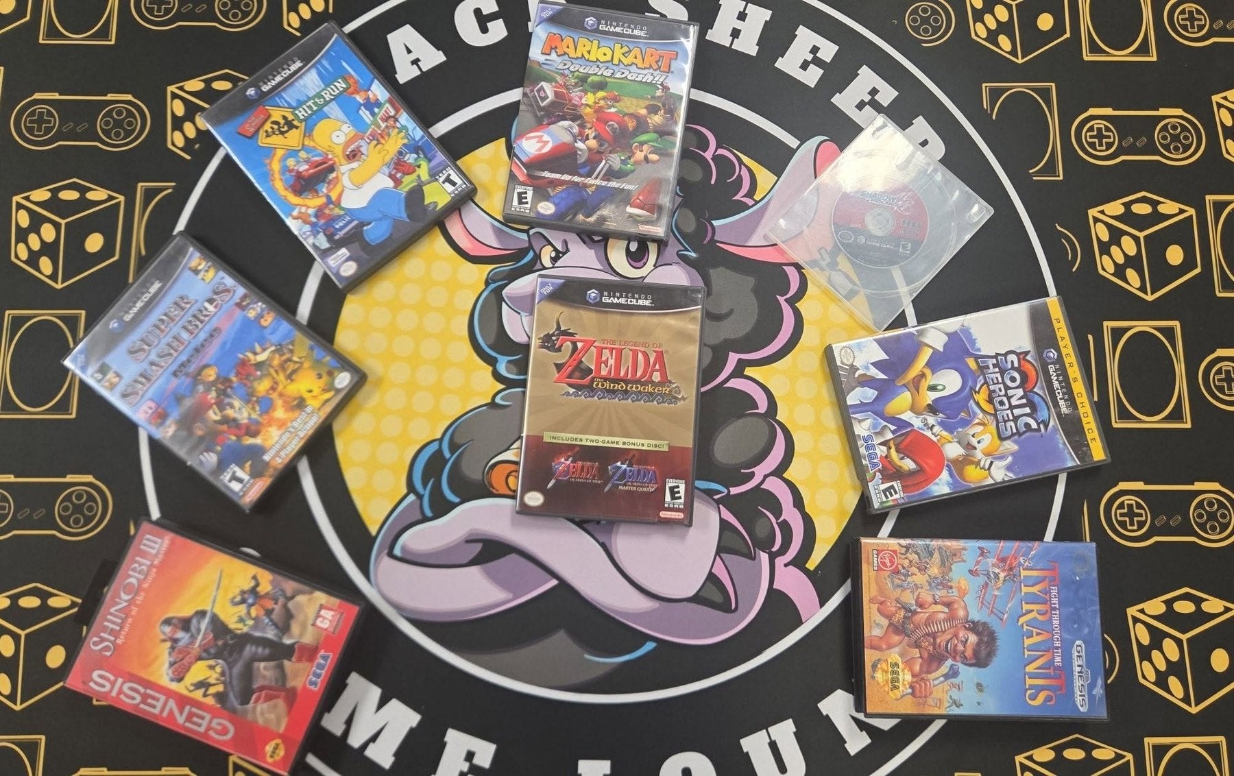 Trading cards arranged on a game table